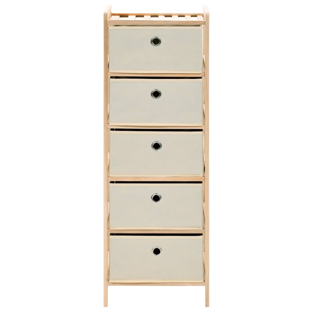 vidaXL Estantería de almacenaje 5 cestas de tela madera de cedro beige