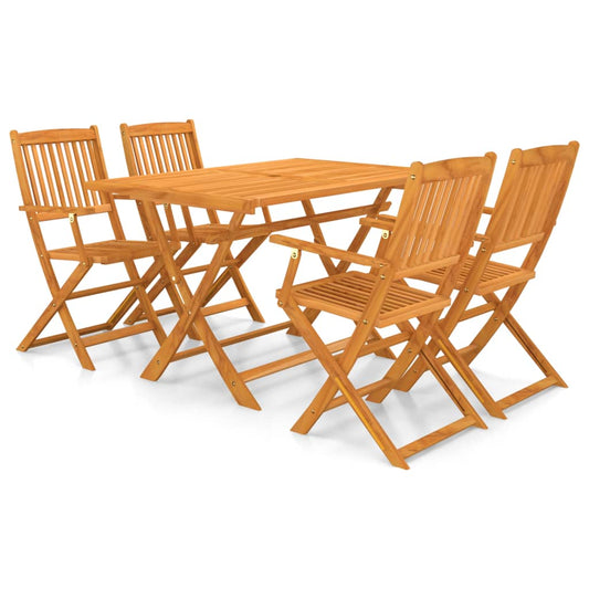 vidaXL Set comedor de jardín plegable 5 piezas madera maciza de acacia