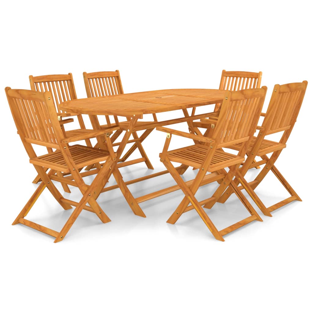 vidaXL Set comedor de jardín plegable 7 pzas madera maciza de acacia