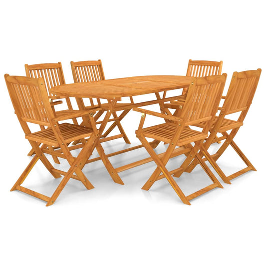 vidaXL Set comedor de jardín plegable 7 pzas madera maciza de acacia