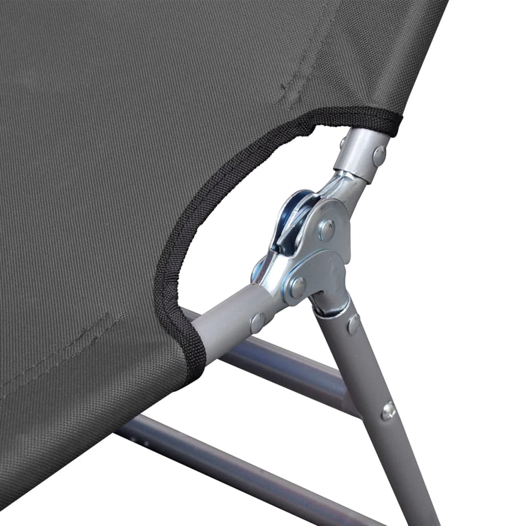 vidaXL Tumbona plegable con cojín de cabeza y respaldo ajustable gris