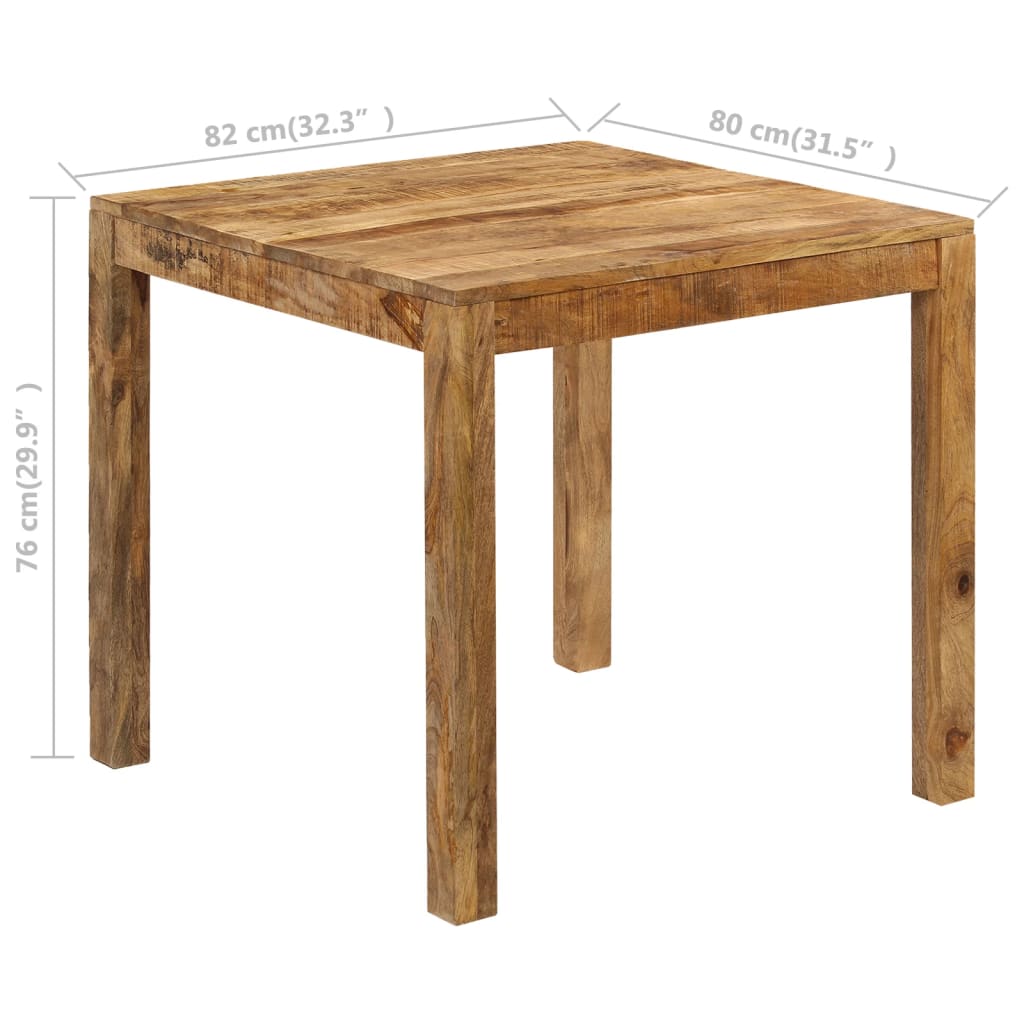 vidaXL Mesa de comedor de madera maciza de mango 82x80x76 cm