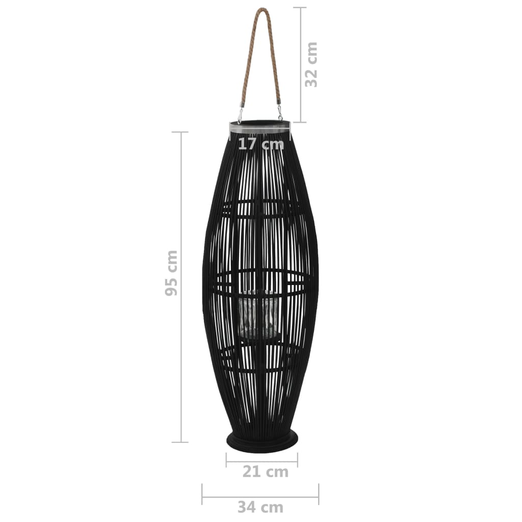 vidaXL Portavelas colgante bambú negro 95 cm