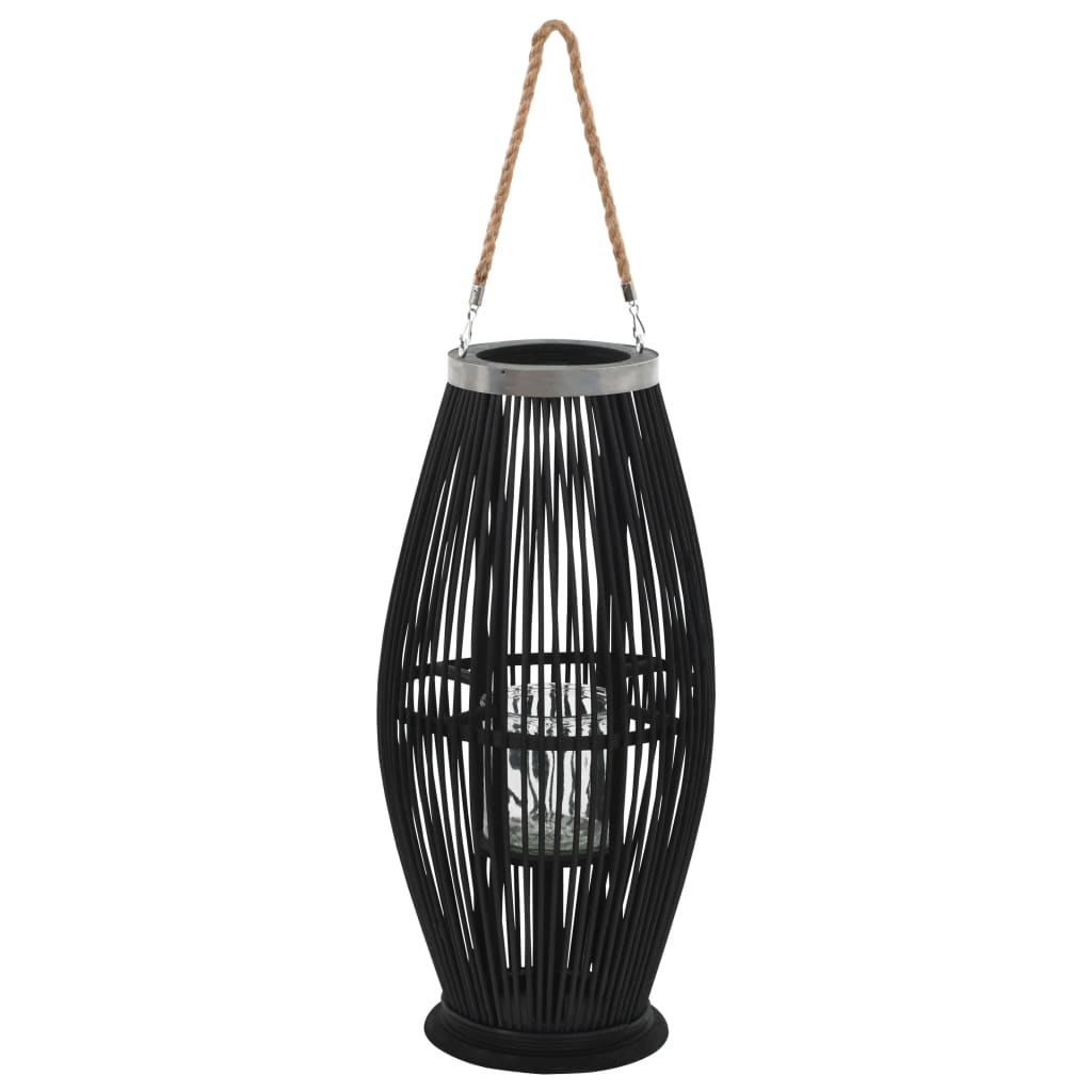 vidaXL Portavelas colgante bambú negro 60 cm