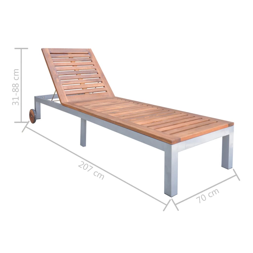 vidaXL Tumbona de madera maciza de acacia