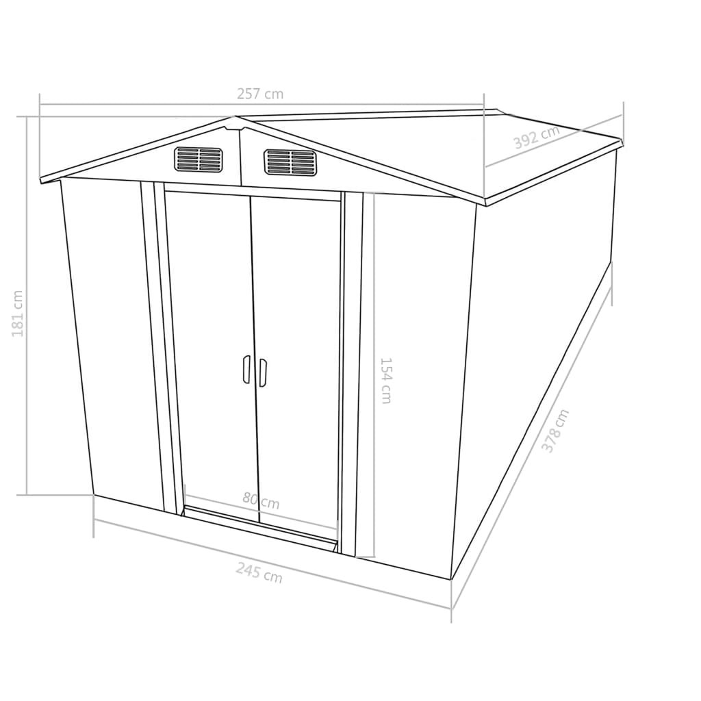 vidaXL Caseta de jardín metal marrón 257x392x181 cm