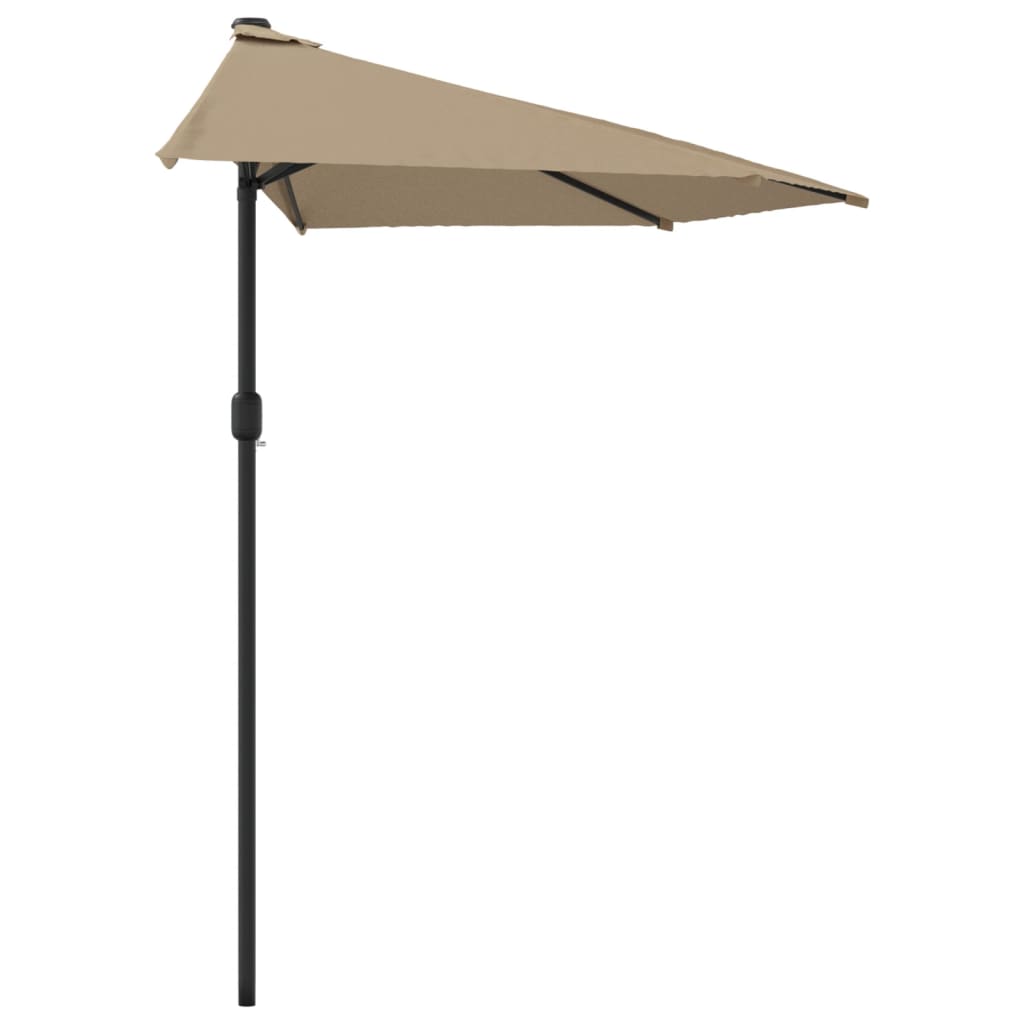 vidaXL Sombrilla de balcón semicircular palo aluminio taupe 270x144cm