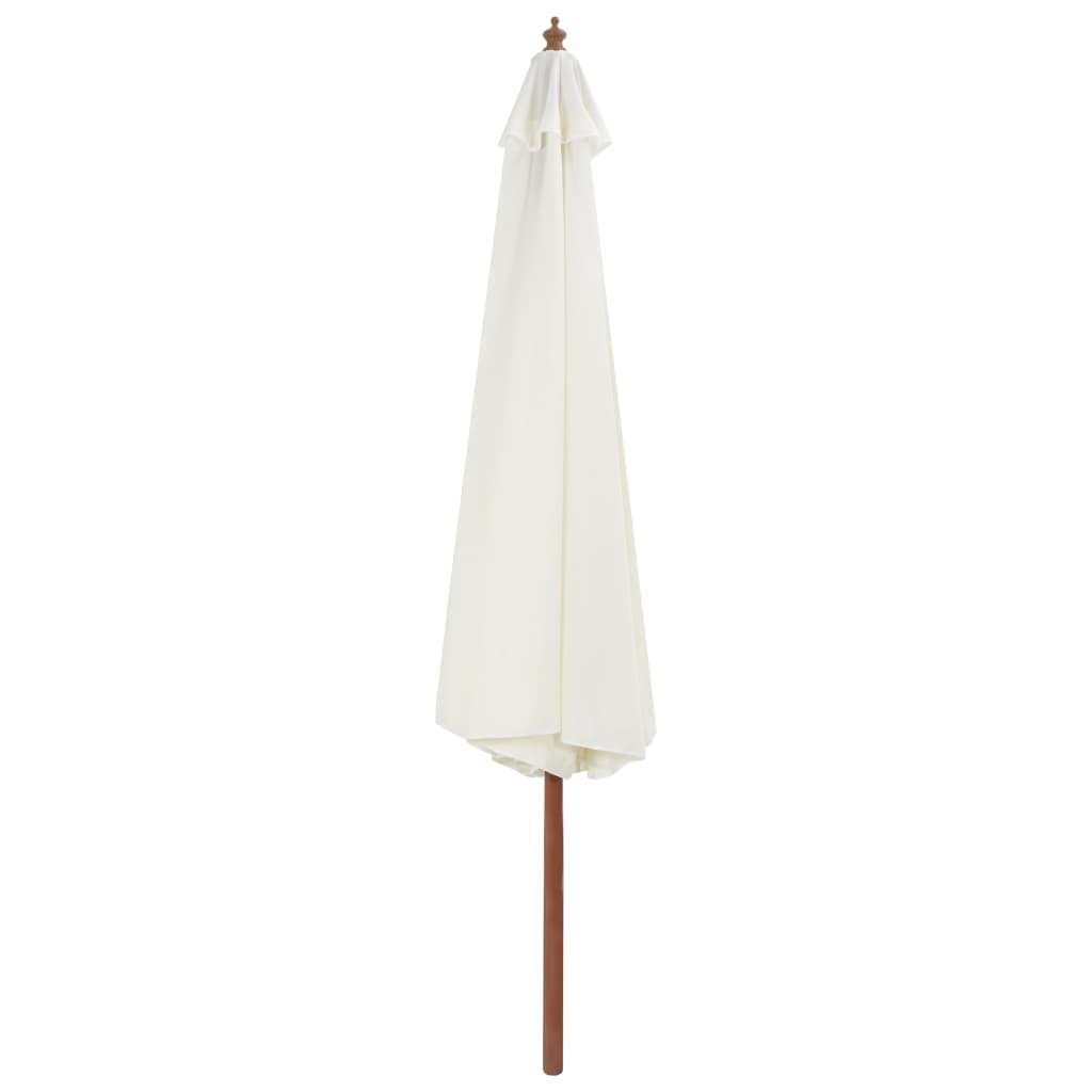 vidaXL Sombrilla de exterior con palo de madera blanco arena 350 cm