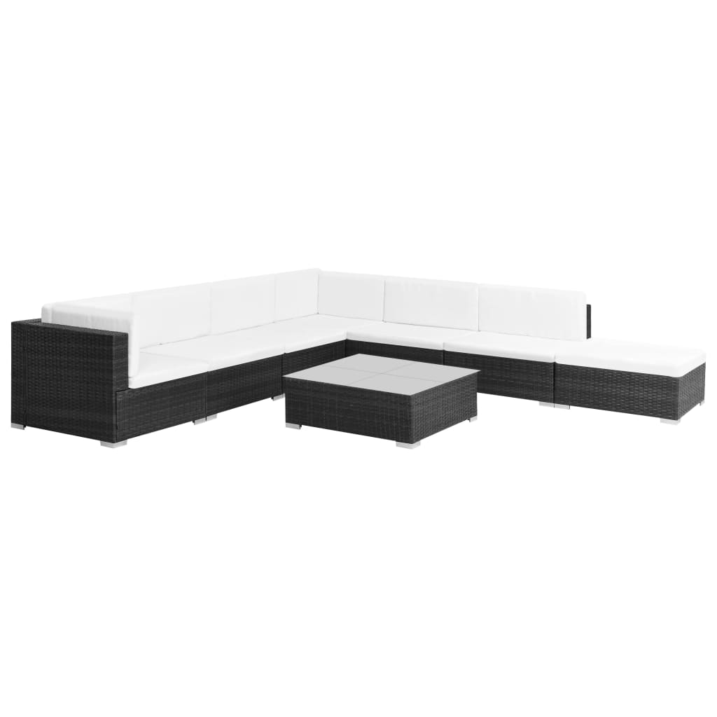 vidaXL Set muebles de jardín 8 piezas y cojines ratán sintético negro