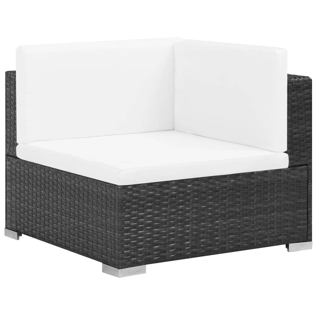 vidaXL Set muebles de jardín 8 piezas y cojines ratán sintético negro