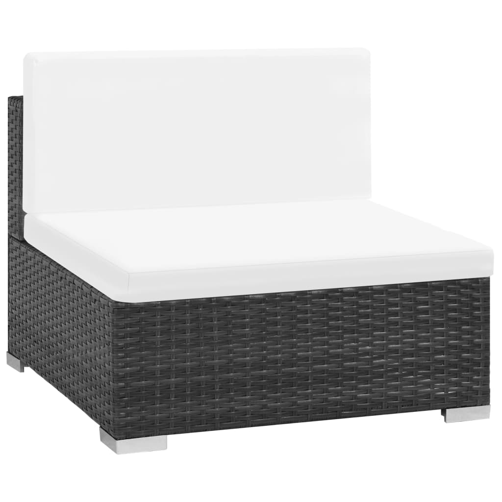 vidaXL Set muebles de jardín 8 piezas y cojines ratán sintético negro