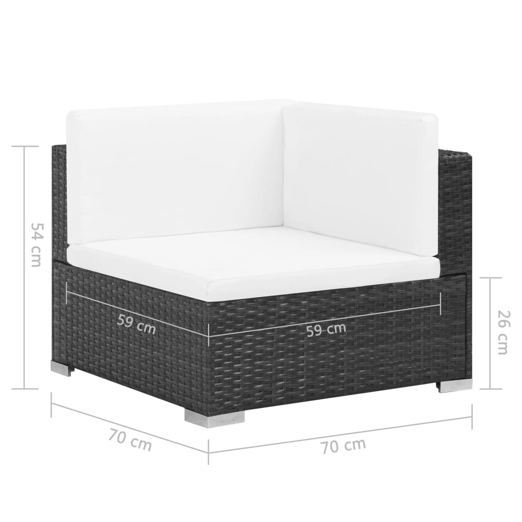 vidaXL Set muebles de jardín 8 piezas y cojines ratán sintético negro