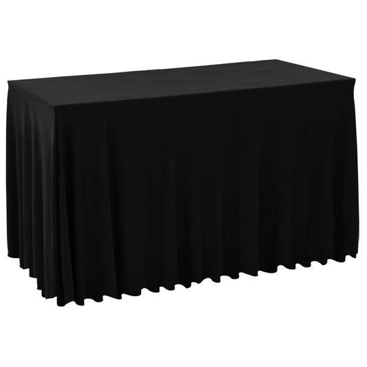 vidaXL Manteles elásticos de mesa con falda 2 uds negro 120x60,5x74 cm