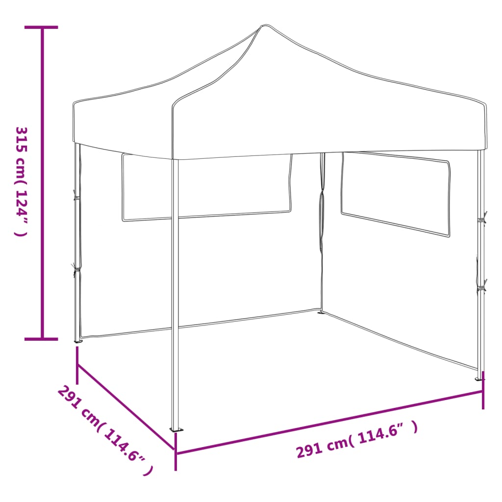 vidaXL Cenador plegable con 2 paredes color crema 3x3 m