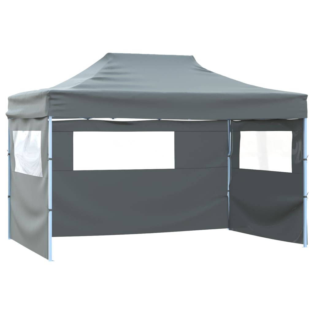 vidaXL Carpa pleglable con 3 paredes 3x4,5 m gris antracita