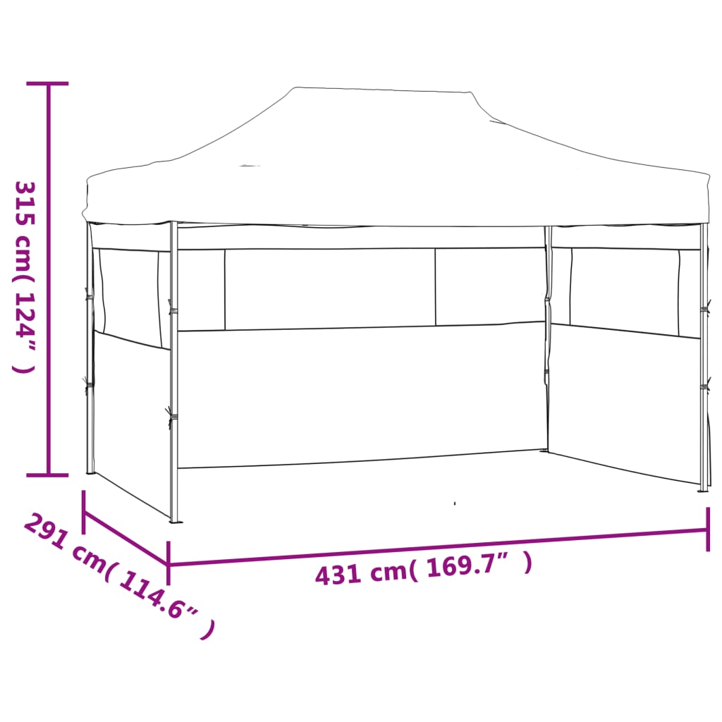 vidaXL Carpa pleglable con 3 paredes 3x4,5 m gris antracita