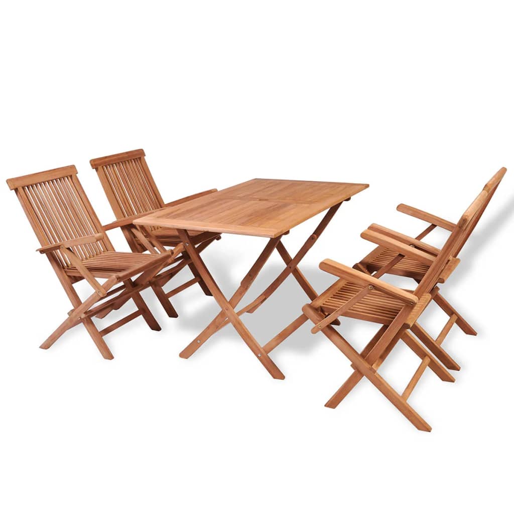 vidaXL Conjunto de comedor de jardín 5 piezas madera maciza de teca