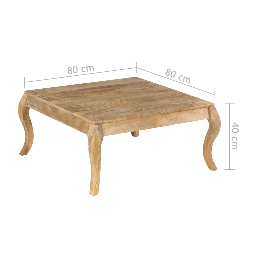 vidaXL Mesa de centro de madera maciza de mango 80x80x40 cm