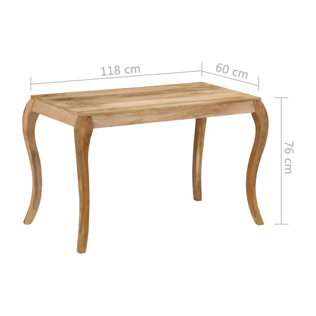 vidaXL Mesa de comedor de madera maciza de mango 118x60x76 cm