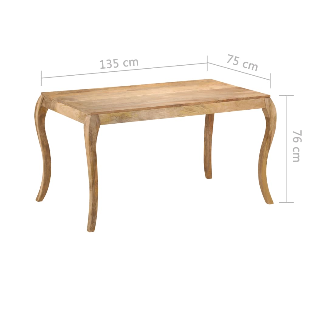 vidaXL Mesa de comedor de madera maciza de mango 135x75x76 cm