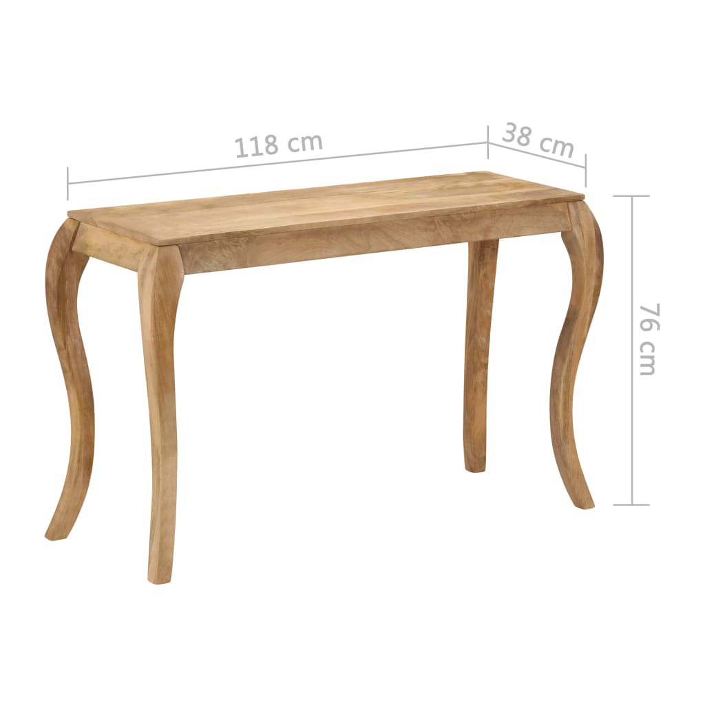 vidaXL Mesa consola de madera maciza de mango 118x38x76 cm