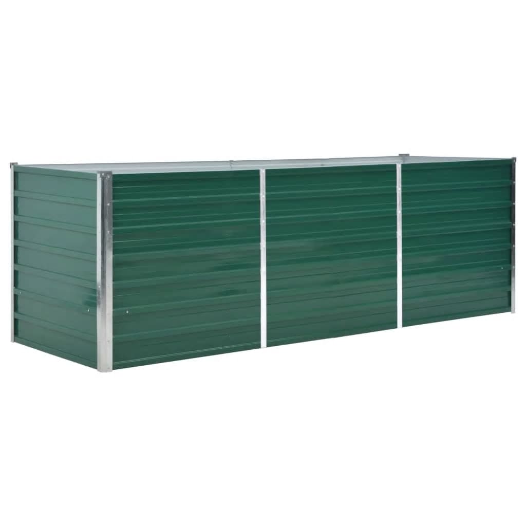 vidaXL Arriate de jardín de acero galvanizado verde 240x80x77 cm