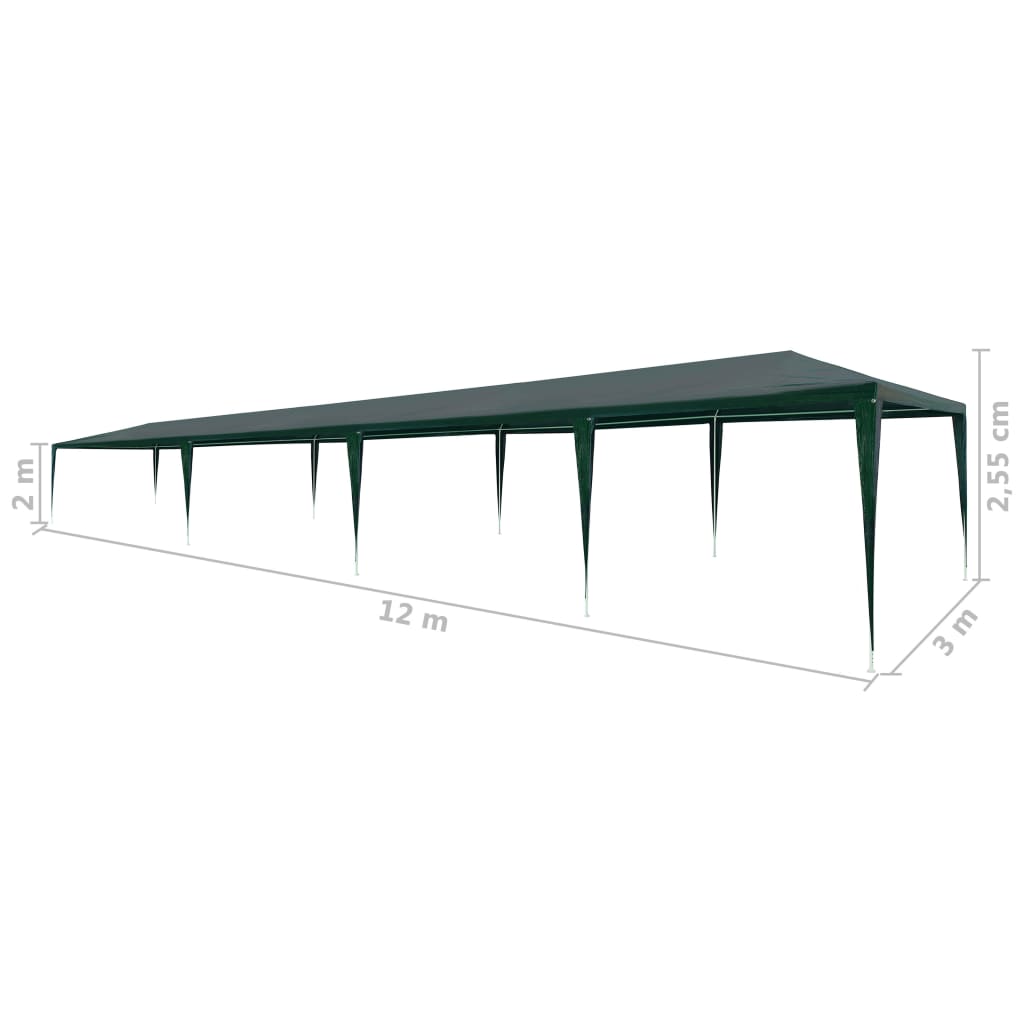 vidaXL Carpa para fiestas PE verde 3x12 m