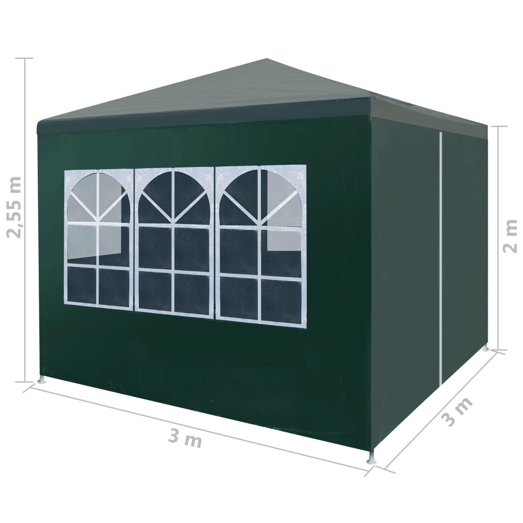 vidaXL Carpa para fiestas verde 3x3 m