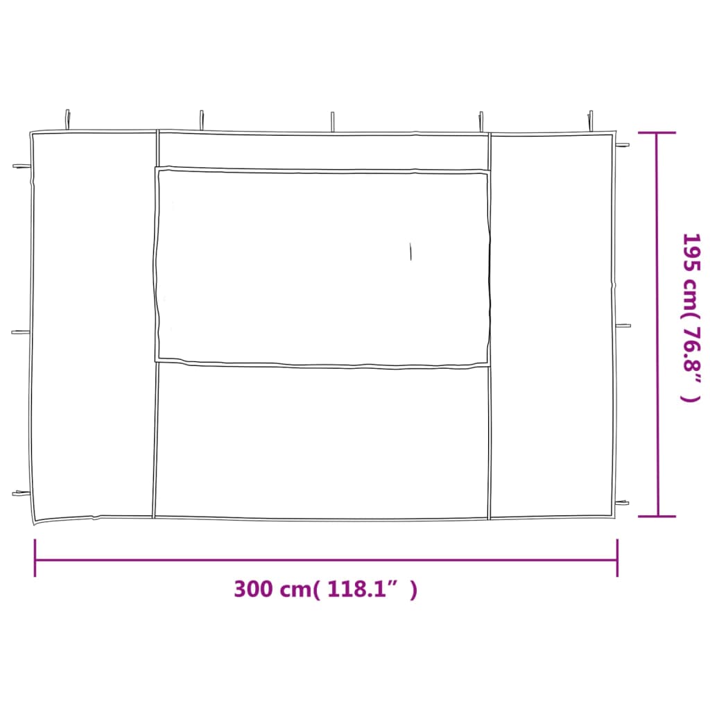 vidaXL Pared lateral de carpa de fiesta con ventana 2 uds PE antracita