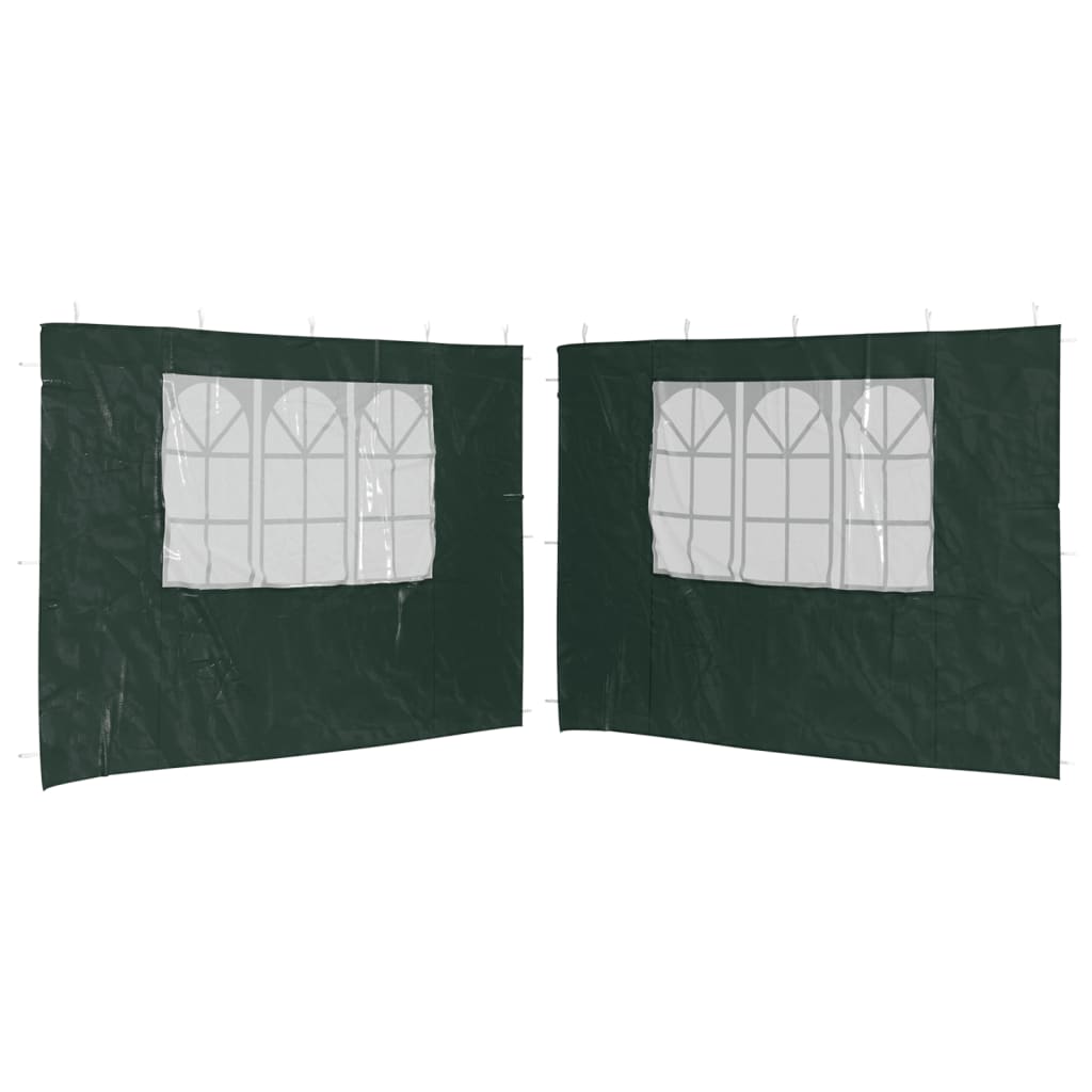 vidaXL Paredes laterales de carpa de fiesta con ventana 2 uds PE verde