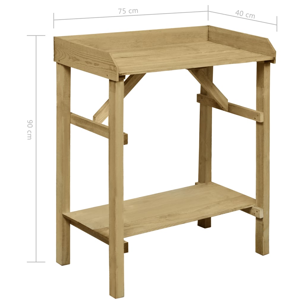 vidaXL Mesa de jardinera madera de pino impregnada 75x40x90 cm