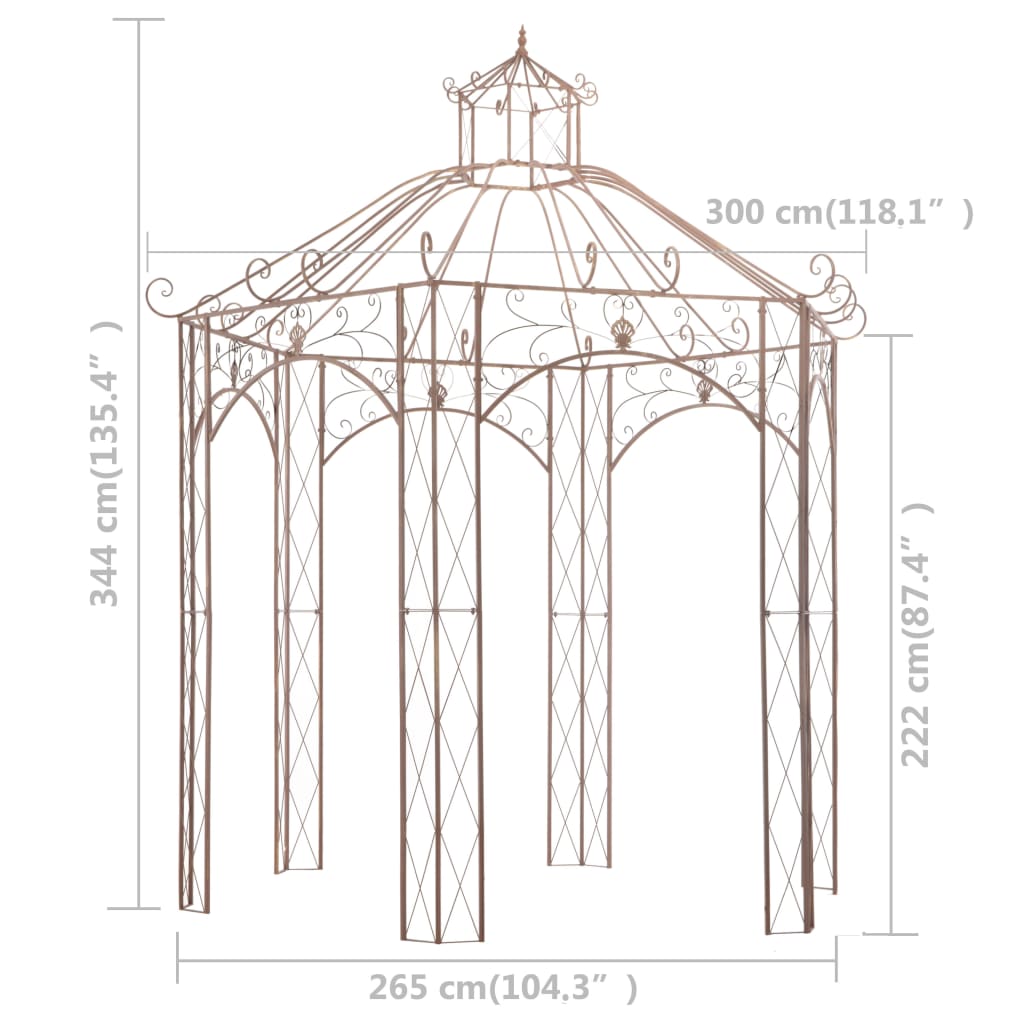 vidaXL Pérgola de jardín marrón antiguo 3 m hierro