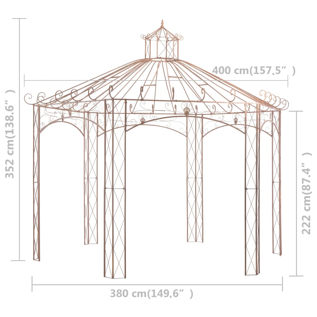 vidaXL Pérgola de jardín marrón antiguo 4 m hierro