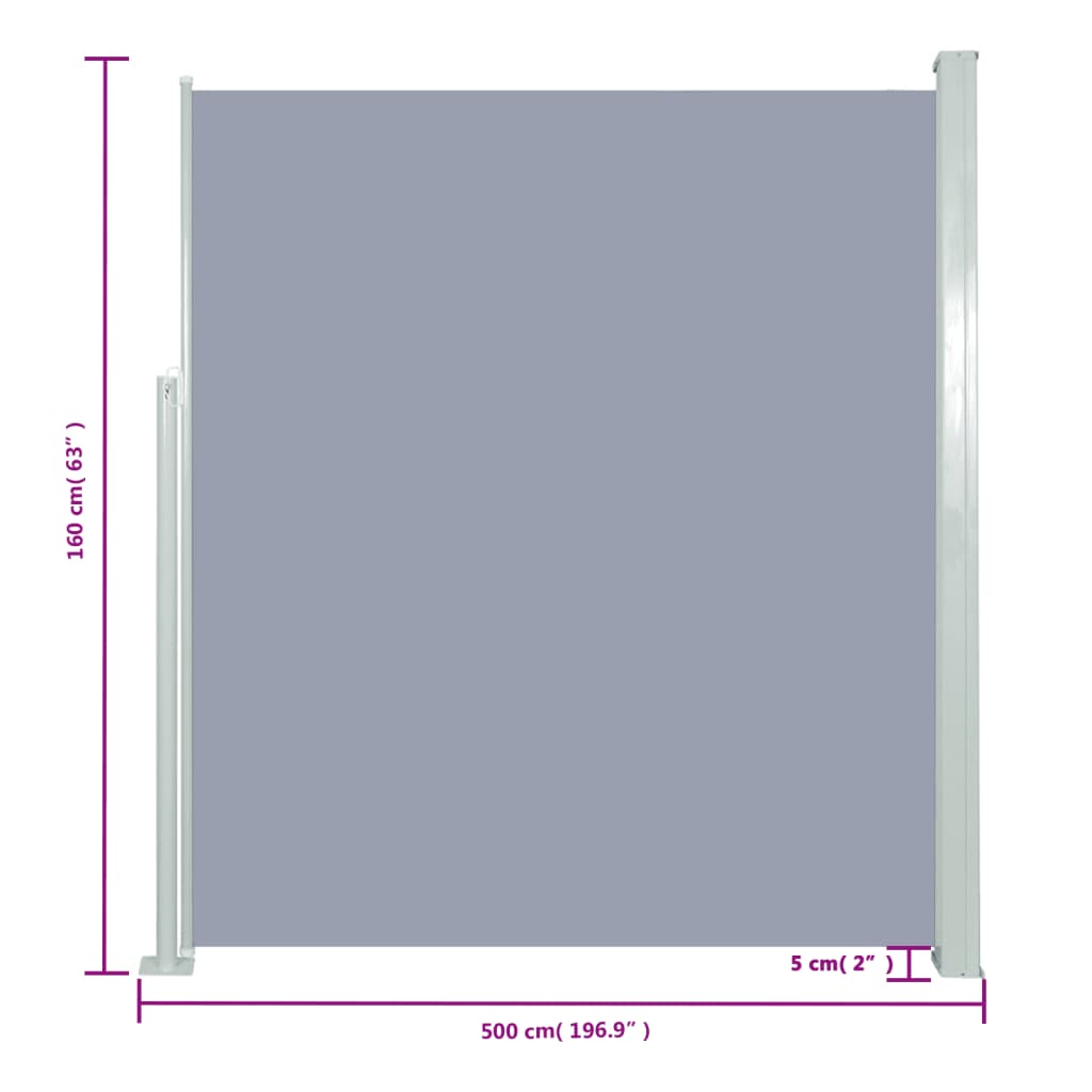 vidaXL Toldo lateral retráctil 160x500 cm gris