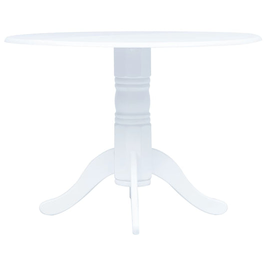 vidaXL Mesa de comedor de madera maciza de caucho blanca 106 cm