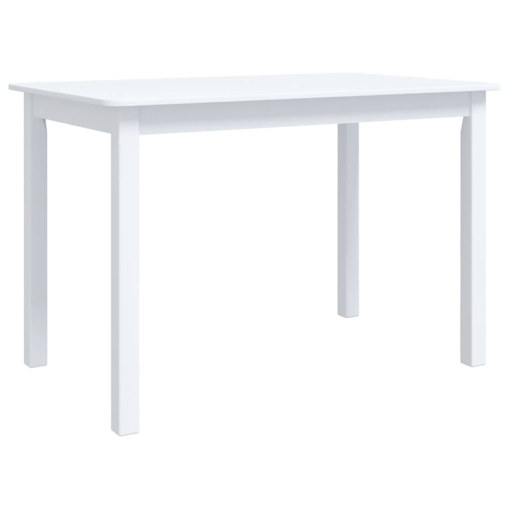 vidaXL Mesa de comedor de madera maciza de caucho blanca 114x71x75 cm