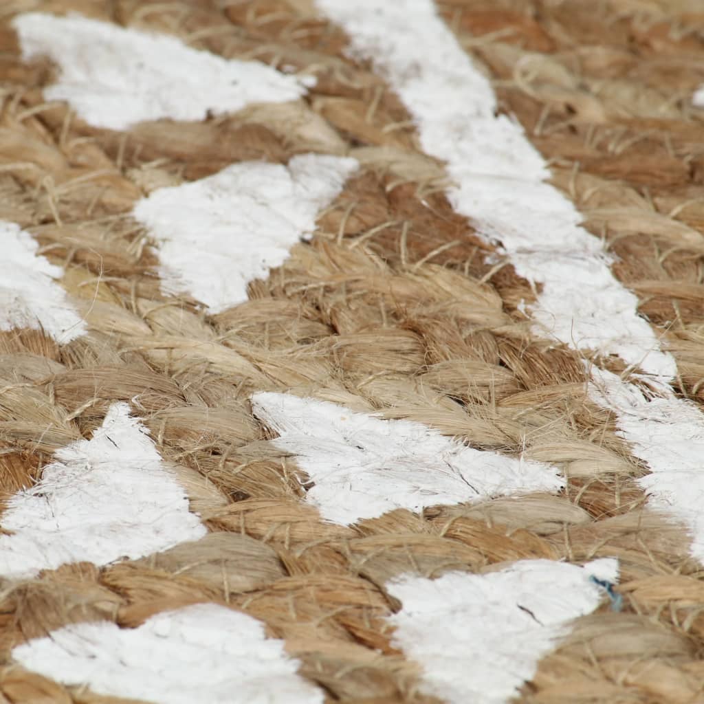 vidaXL Alfombra de yute tejida a mano con estampado blanco 90 cm