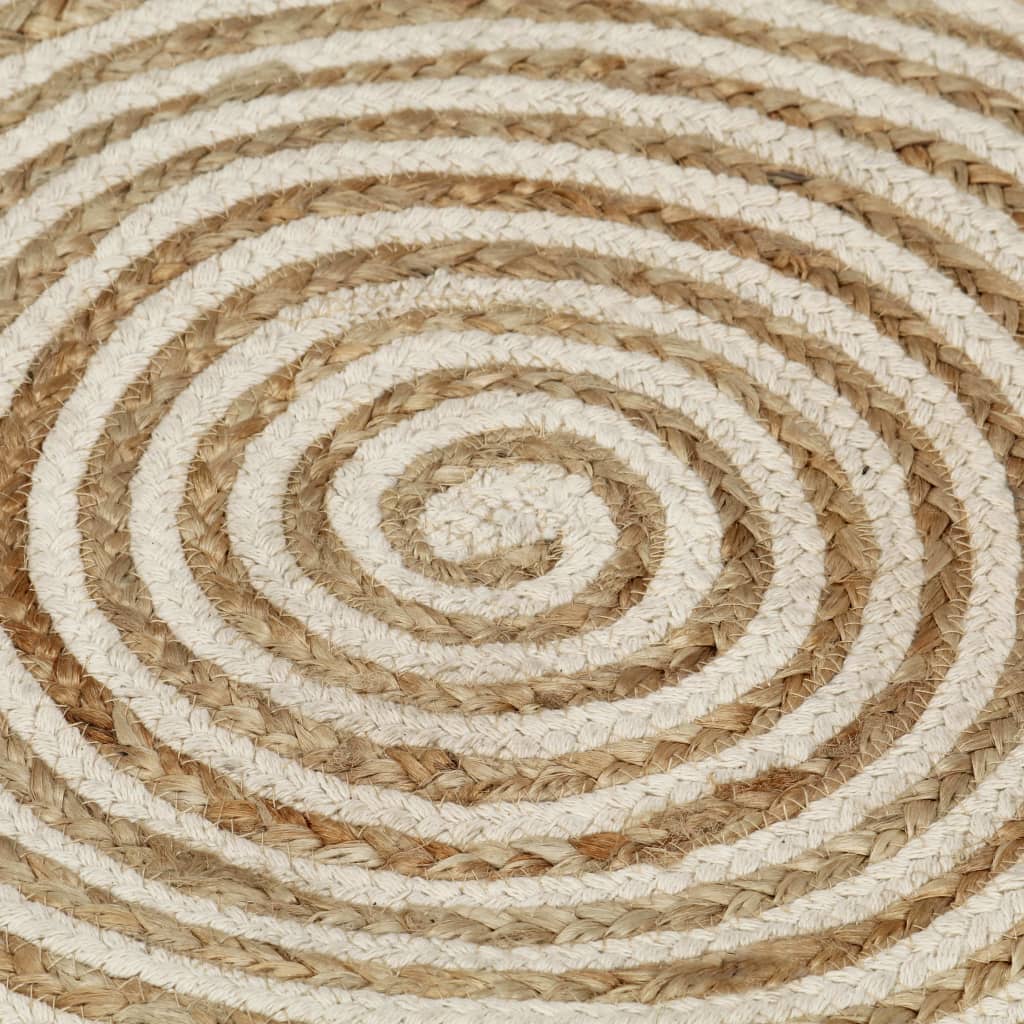 vidaXL Alfombra de yute tejida a mano diseño espiral blanco 120 cm