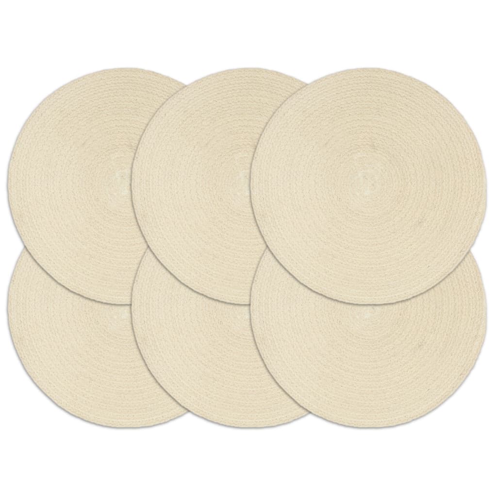 vidaXL Manteles individuales redondos 6 uds algodón natural liso 38 cm