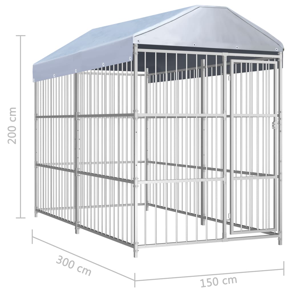 vidaXL Perrera de exterior con techo 300x150 cm