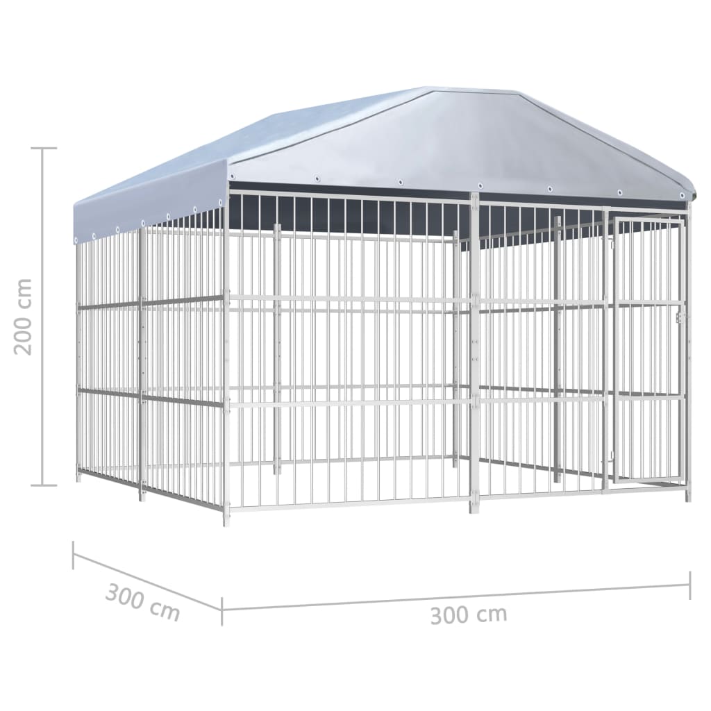 vidaXL Perrera de exterior con techo 300x300 cm