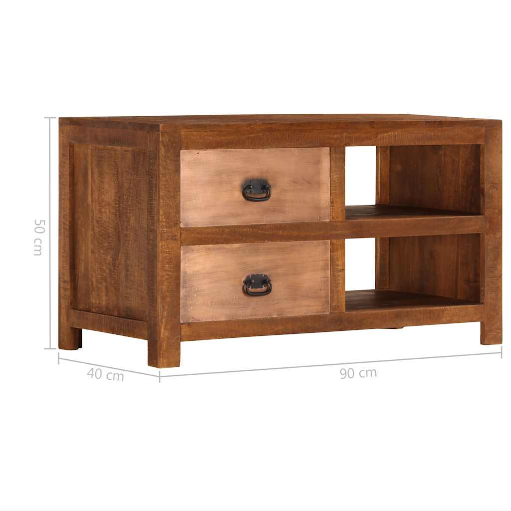 vidaXL Mesa de centro con 2 cajones madera maciza de mango 90x40x50 cm