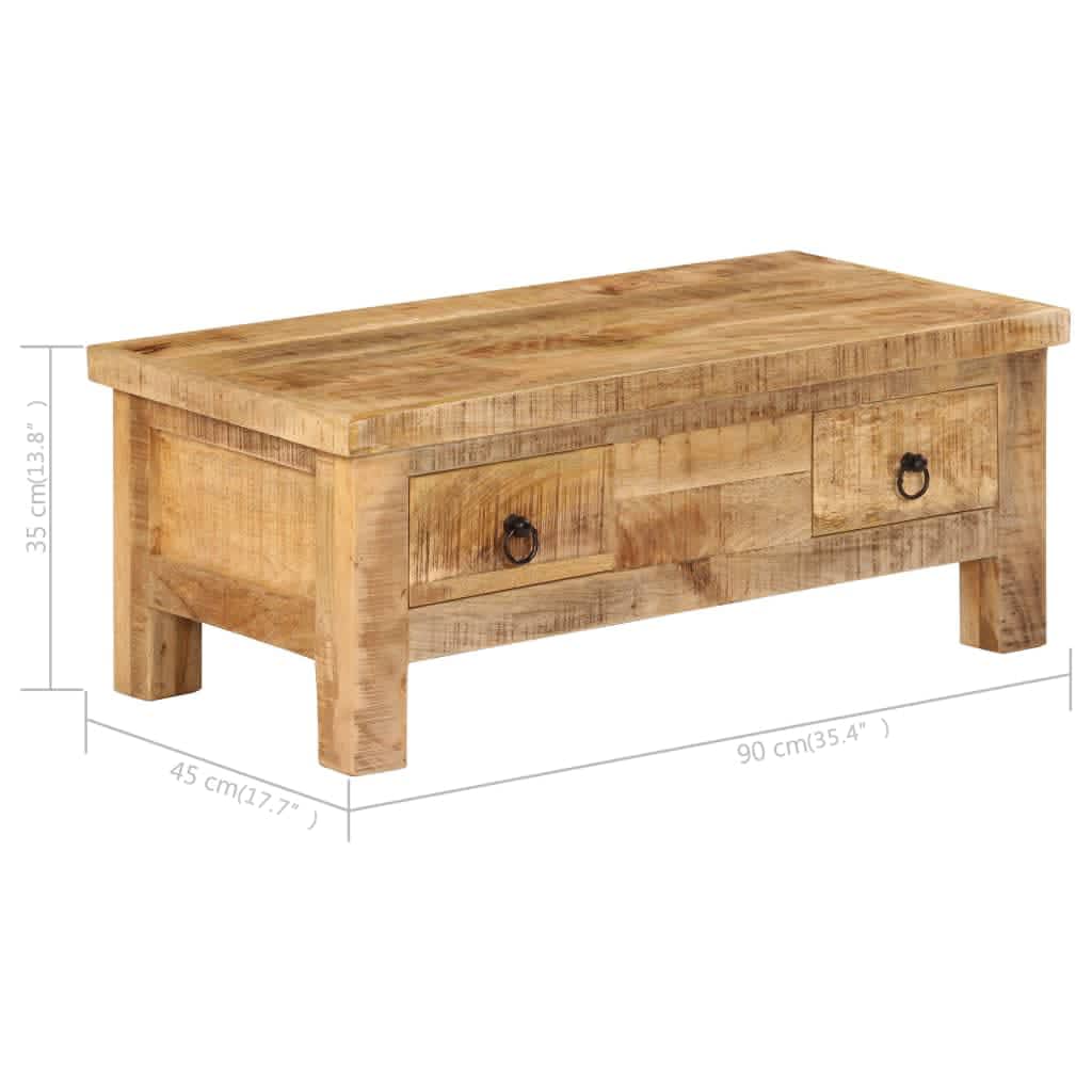 vidaXL Mesa de centro de madera maciza de mango 90x45x35 cm