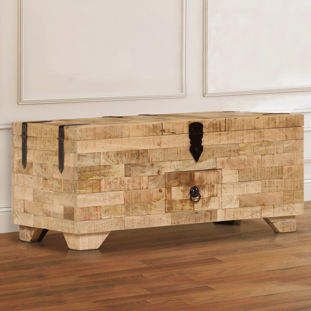 vidaXL Mesa de centro de madera maciza de mango 80x40x35 cm