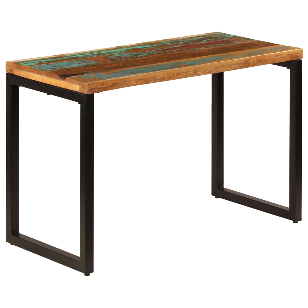 vidaXL Mesa de comedor de madera maciza reciclada y acero 115x55x76 cm