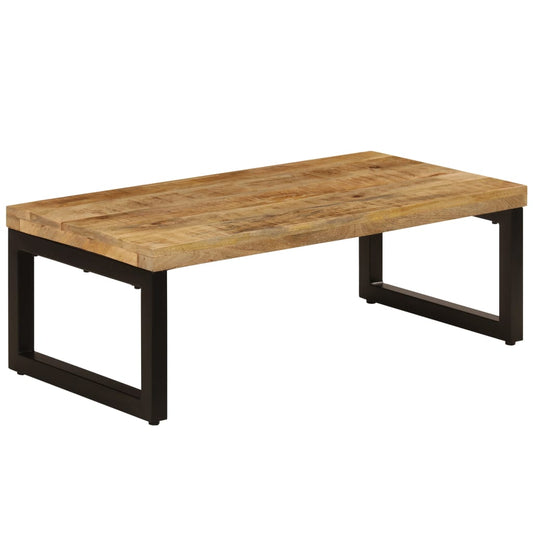 vidaXL Mesa de centro madera maciza de mango y acero 100x50x35 cm