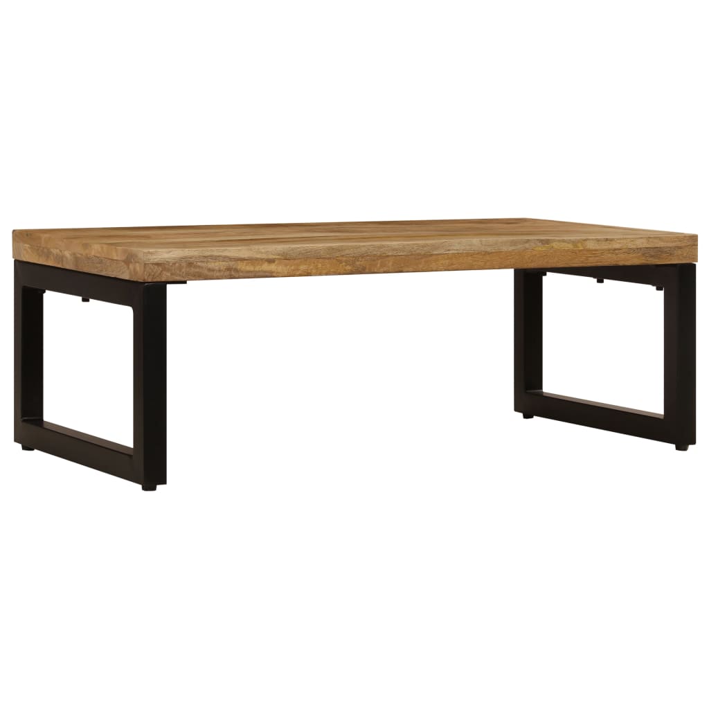 vidaXL Mesa de centro madera maciza de mango y acero 100x50x35 cm