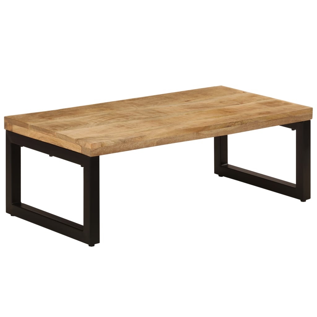 vidaXL Mesa de centro madera maciza de mango y acero 100x50x35 cm