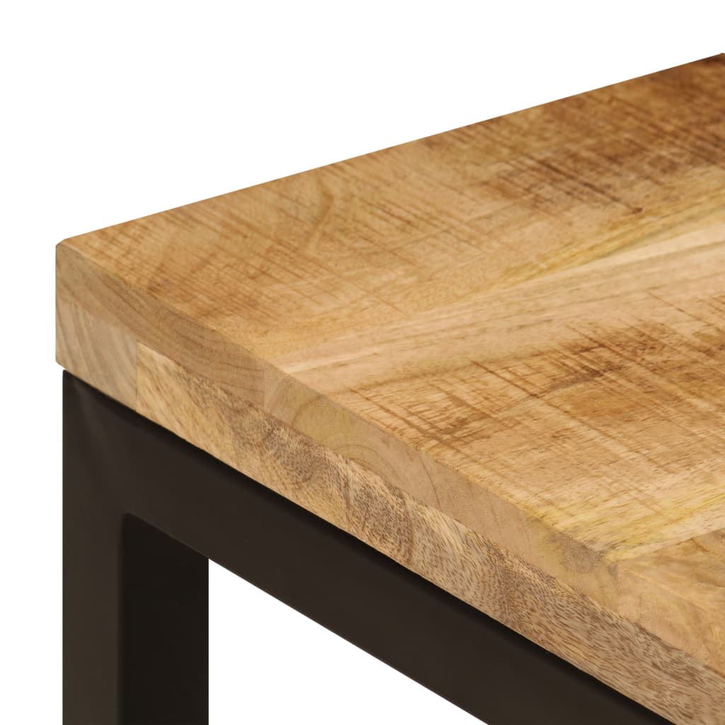 vidaXL Mesa de centro madera maciza de mango y acero 100x50x35 cm