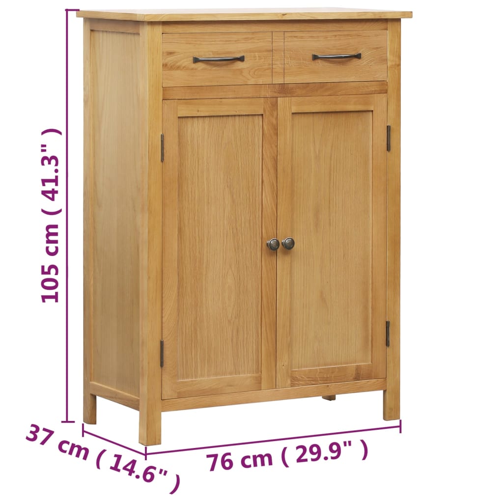 vidaXL Mueble zapatero de madera maciza de roble 76x37x105 cm